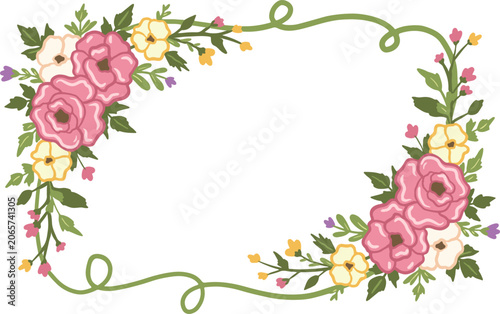 Floral frame rounded rectangle border