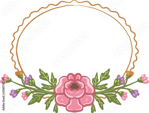 Oval floral frame scallop border