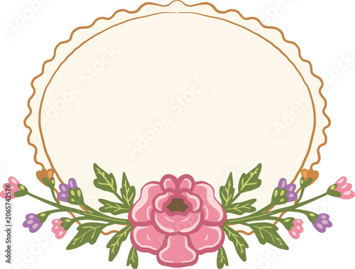 Oval floral frame pastel background