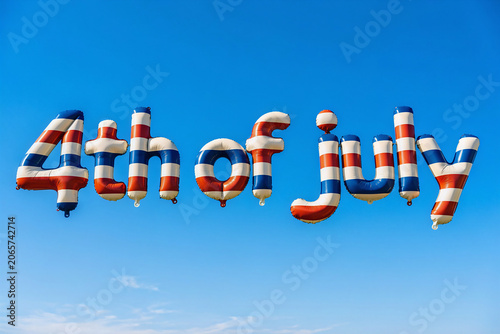 4th of July text 3D balloon
