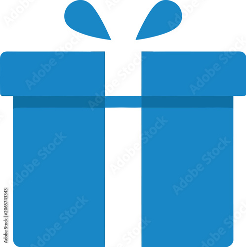 Blue gift box with ribbon on top