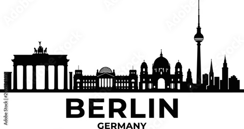 Berlin skyline silhouette with city name and germany text