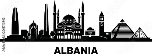 Albania landmarks and architecture vector illustration