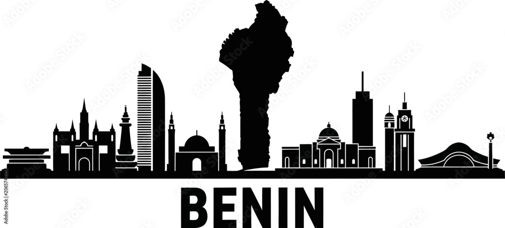 Fototapeta premium Benin city skyline silhouette graphic