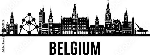 Belgium city skyline silhouette
