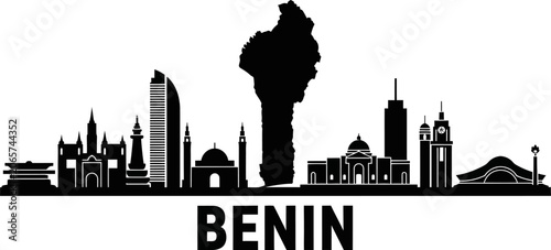 Benin city skyline silhouette graphic