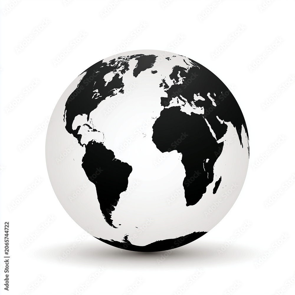 Fototapeta premium Globe Silhouette Black Icon Vector