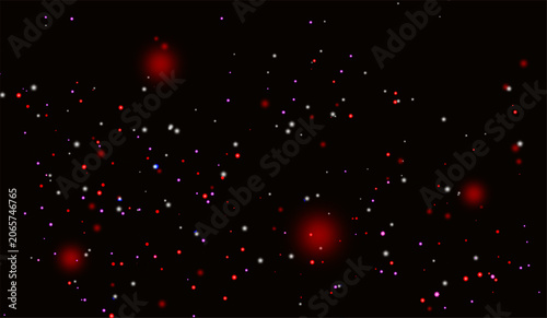 Картината върху платно Abstract deep space background with red glowing bokeh orbs and white cosmic particles on black