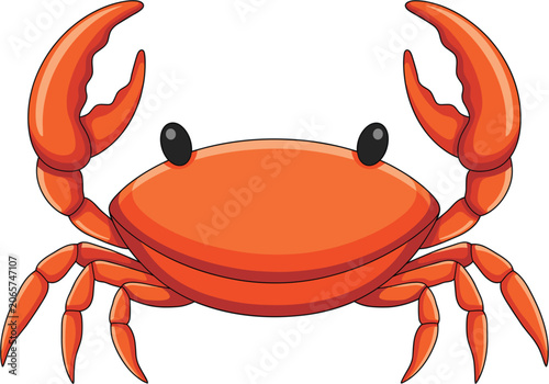 Obraz na plátně Cute red crab vector illustration featuring a cartoon sea creature with large cl