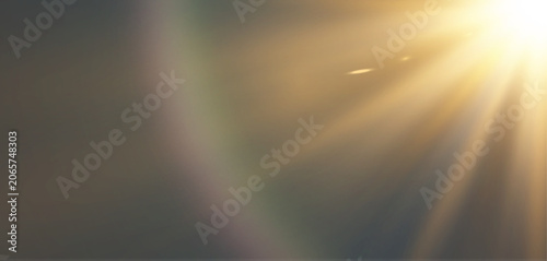 Obraz na plátne Top right corner warm sun flare overlay effect with optical lens reflections