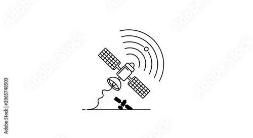 Satellite Signal Outline Vector Illustration