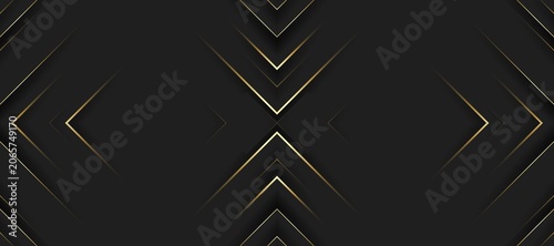 Fotografía Geometric Pattern Background with Gold Lines on Black