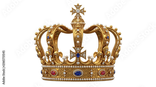 Konstfotografi Golden royal monarch crown with gems treasure precious authority ceremonial gems