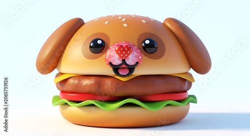 Cute cartoon burger with dog face