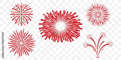 Foto Red Fireworks Vector Pack – 6 Bursts for 4th of July celebration Day Designs
