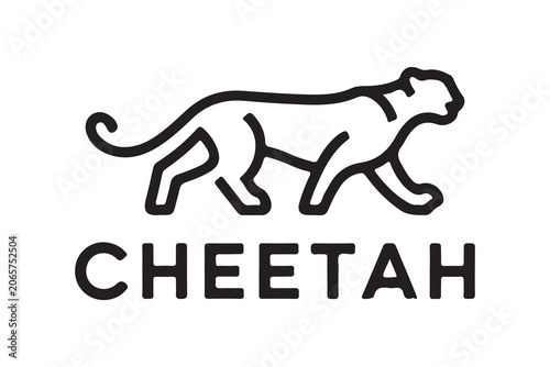 Minimalist cheetah logo design featuring sleek black line art and bold typography for modern brand identity concepts