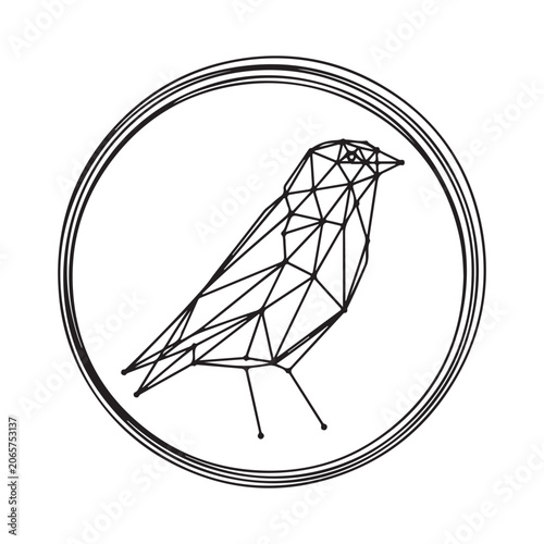 Geometric bird logo design featuring intricate polygon lines inside a circular frame on a clean white background