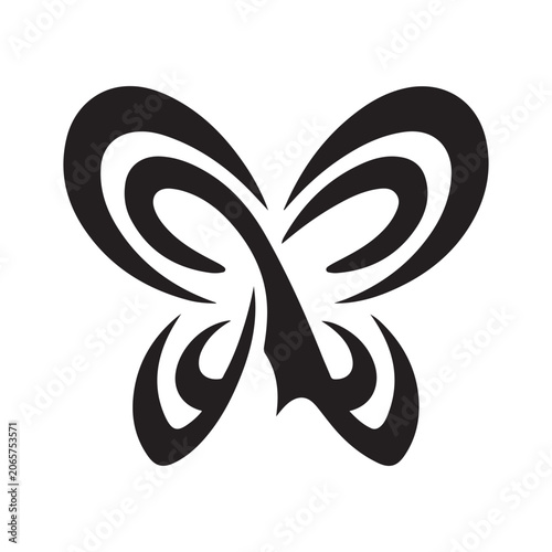Minimalist butterfly logo design featuring elegant black tribal style curves for modern branding and creative graphic identity projects