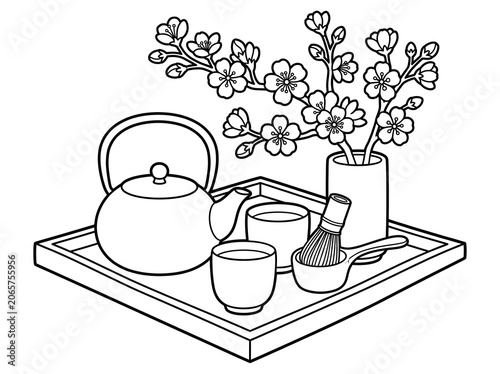Tea Set With Flower Vase Tray.