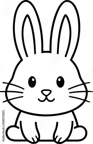 Cute Kawaii Bunny Rabbit Outline Illustration