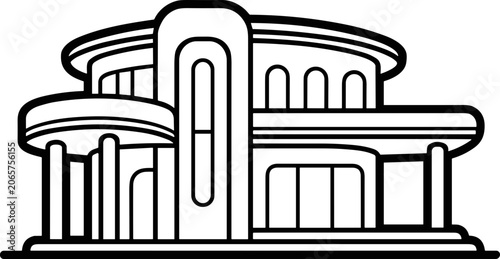 Modern Art Deco Building Icon - Minimalist Architecture Vector Illustration