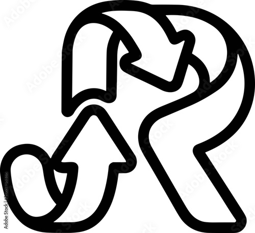 Recycle Symbol Arrow Loop Black and White Line Art