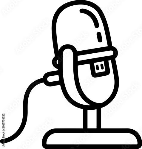 Retro microphone icon, vector illustration, vintage audio equipment, podcast symbol