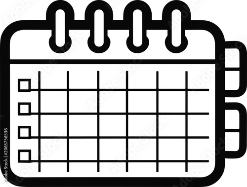 Calendar Icon with Checklist, Planning and Organization Symbol, Clean Line Art