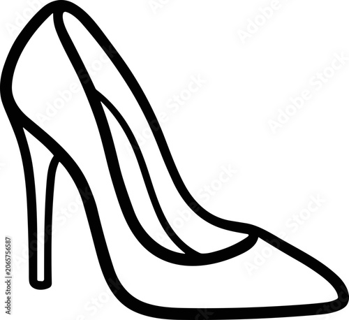Elegant High Heel Shoe Outline, Fashion Accessory Icon