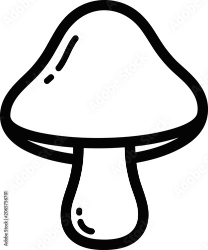 Simple Mushroom Icon, Hand Drawn Outline, Vector Illustration, Forest Food Symbol