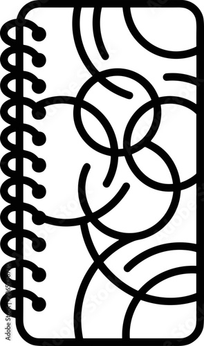 Abstract Doodle Art on Spiral Notebook Page, Hand Drawn Circles and Lines