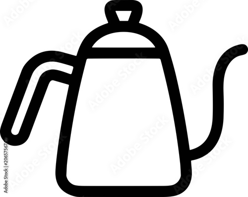 Minimalist Icon of a Gooseneck Kettle for Pour Over Coffee Brewing