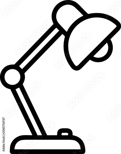 Adjustable Desk Lamp Icon - Simple Line Art Illustration