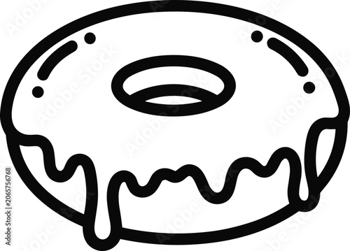 Dripping Glazed Donut Icon - Simple Outline Illustration