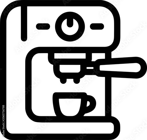 Espresso Machine with Cup Icon - Modern Coffee Maker Symbol