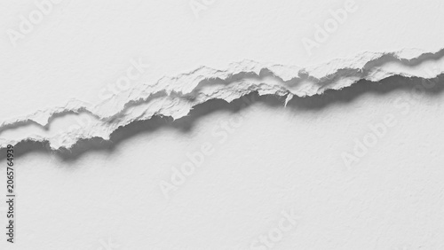 White Torn Paper Texture Background with Realistic Ripped Edge and Shadow Effect