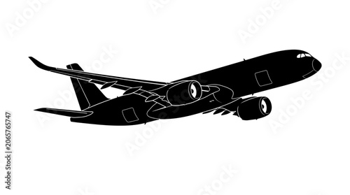 Canvas Print Airplane flying through clear sky.