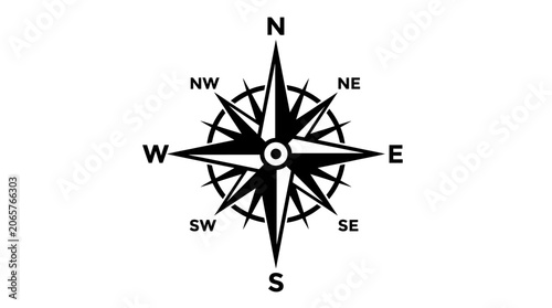 Photos Black and white compass navigation symbol.
