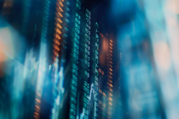 Abstract financial market data visualization with digital trading and analytics