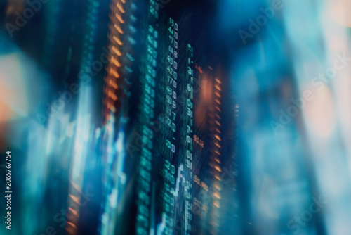 Foto Abstract financial market data visualization with digital trading and analytics