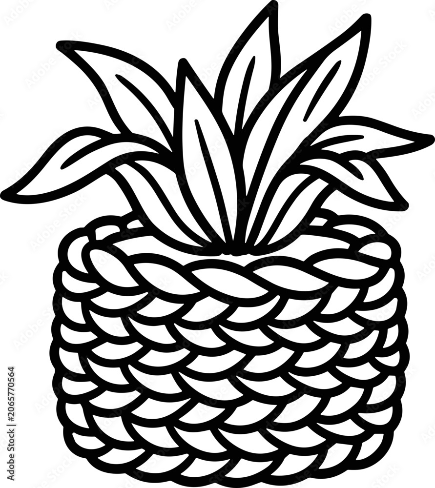 Obraz premium Stylized Pineapple Illustration - Black and White Line Art Icon