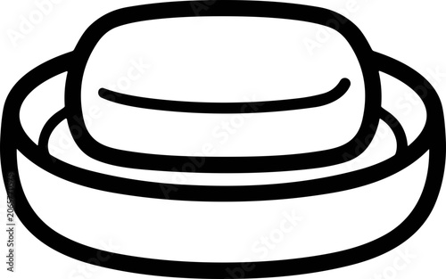 Minimalist Soap Dish with Bar of Soap, Clean Hygiene Concept, Simple Line Art