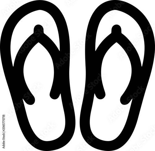 Simple Black Outline Flip Flops Icon, Vector Graphic