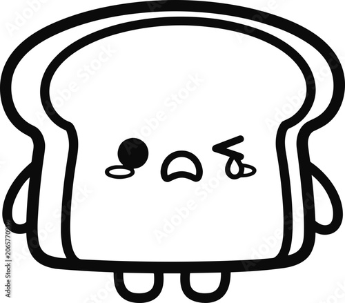 Cute Sad Toast Character with Winking Eye, Vector Illustration