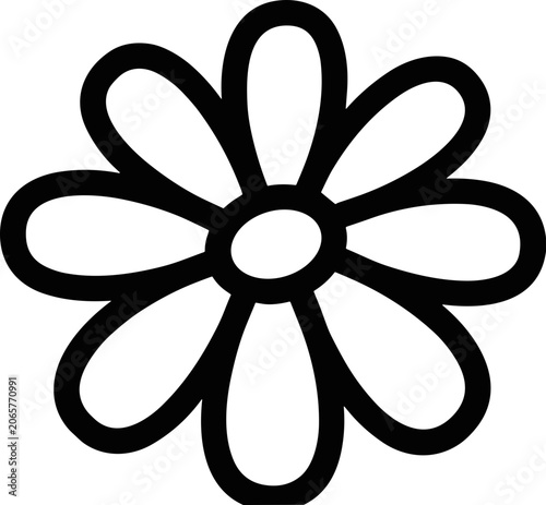 Simple Flower Icon Outline, Minimalist Floral Graphic Symbol, Vector Art