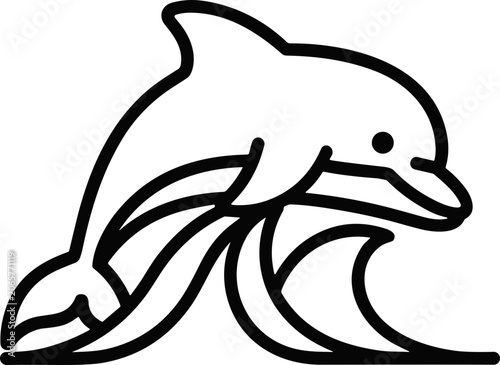 Jumping Dolphin Line Art Illustration