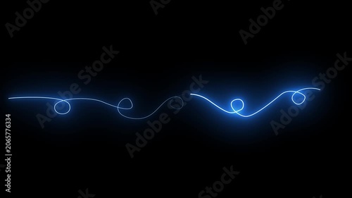 Colorful Curve Motion Line Animation Cosmic light trails visual for futuristic themes. Blue Neon Light Curve  Black Background ,