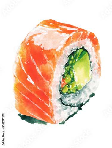 Sushi Watercolor Illustration for Restaurant Menu Design