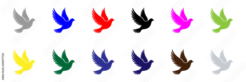 Fototapeta premium Multicolor flying dove logos