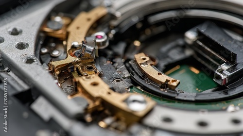Close-up Macro View of Intricate Watch Mechanism Components